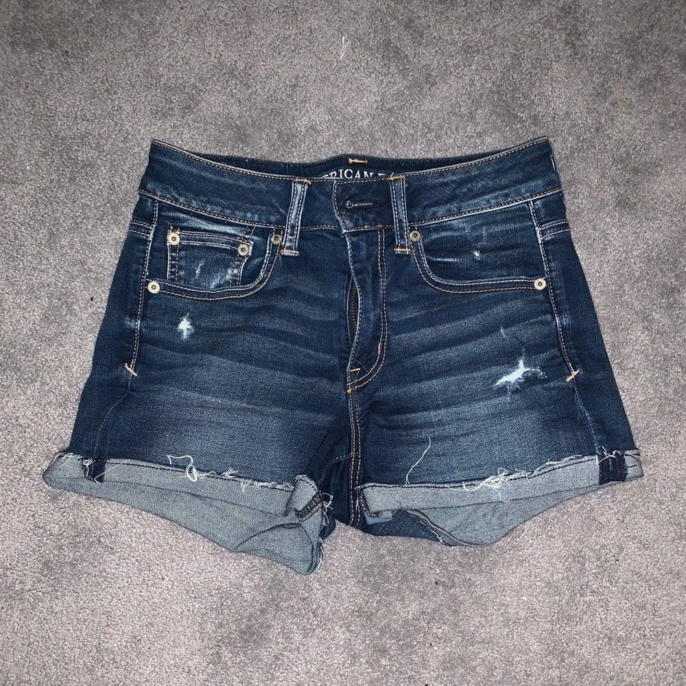 Distressed jean shorts